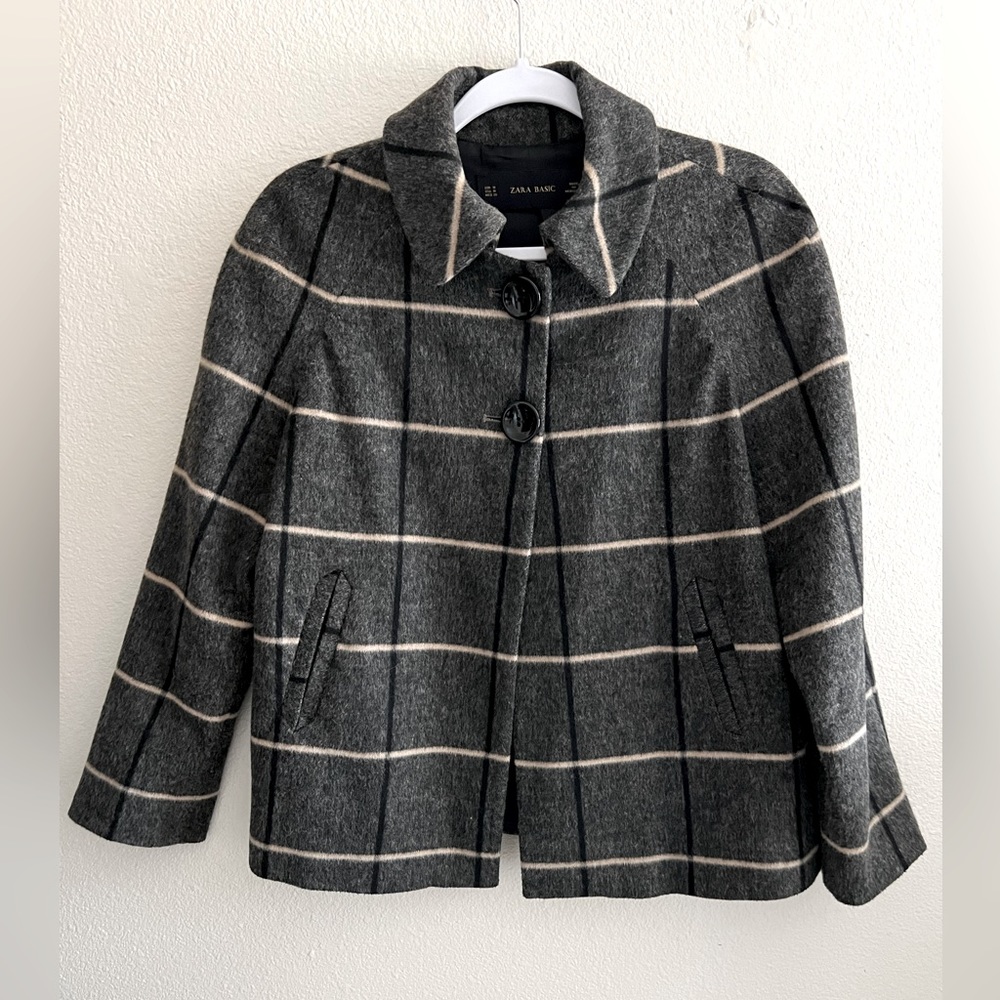 Zara Gray Plaid Women's Jacket